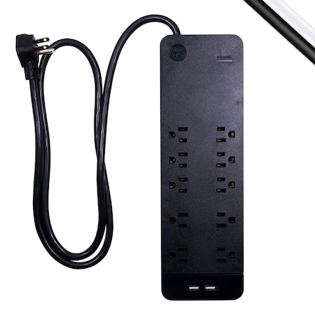 Ge Outlet Strip, Surge, USB, 4 ft., Black 37746
